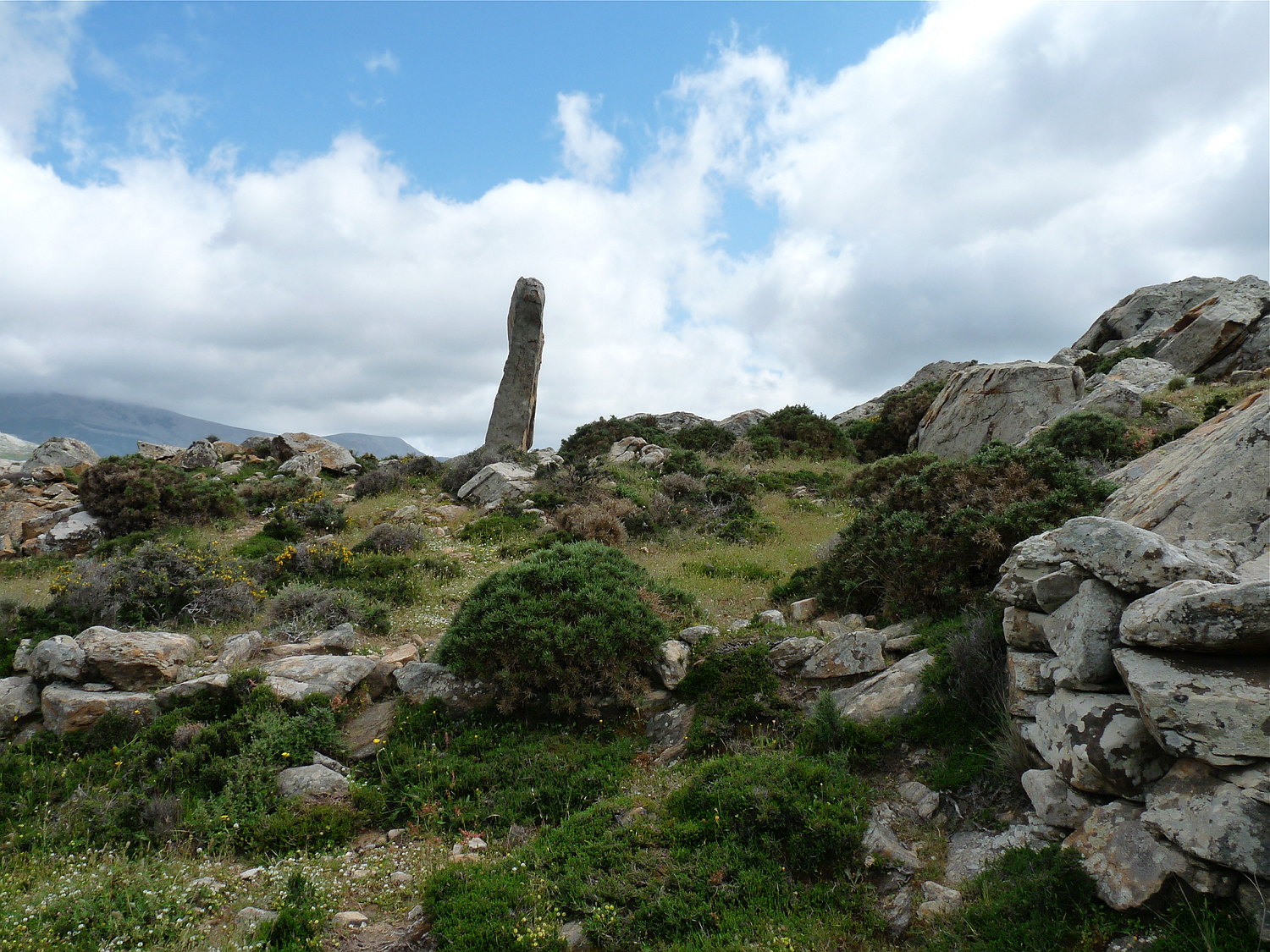menhir at the Geometric cemetery Tsikalario Naxos