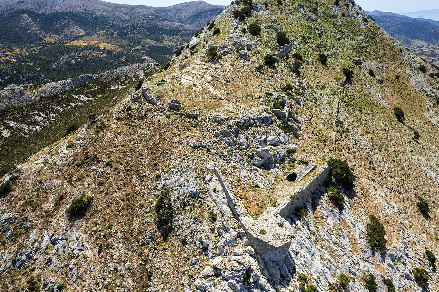die byzantinische Festung Apalirou, Naxos, Blick aus der Luft
