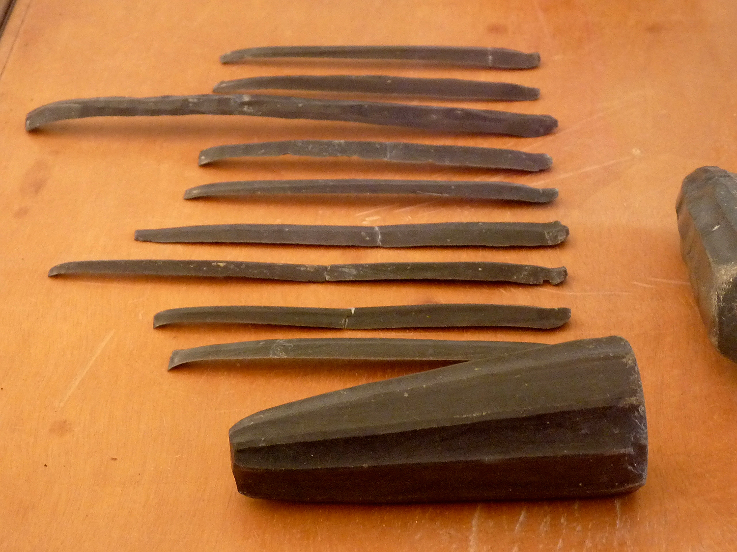 cycladic long obsidian blades and core